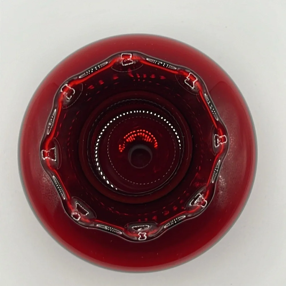 Vintage Anchor Hocking Royal‎ Ruby Ruffle Glass Vase 3.5” Tall